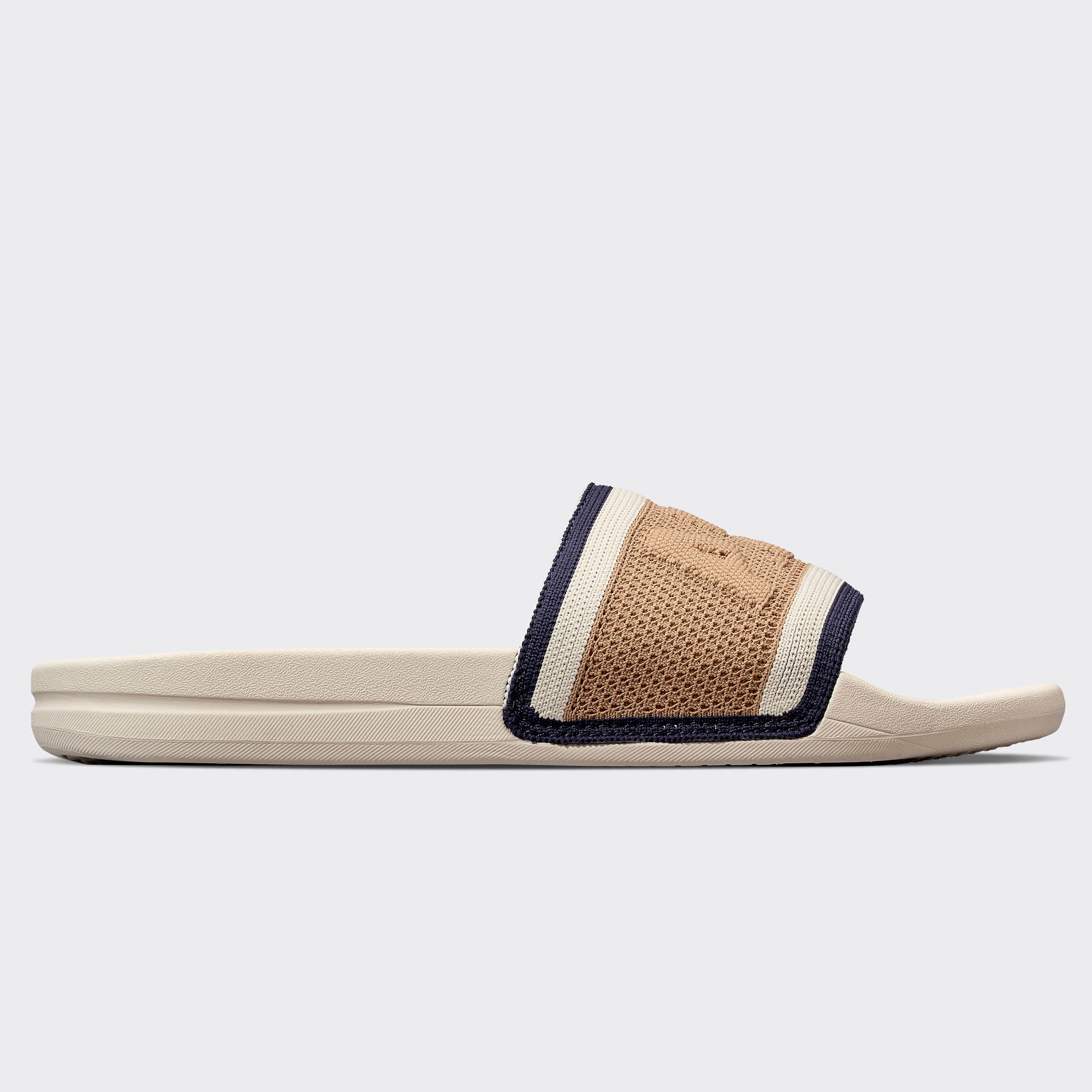 Men&#39;s Big Logo TechLoom Slide Alabaster / Tan / Navy view 2