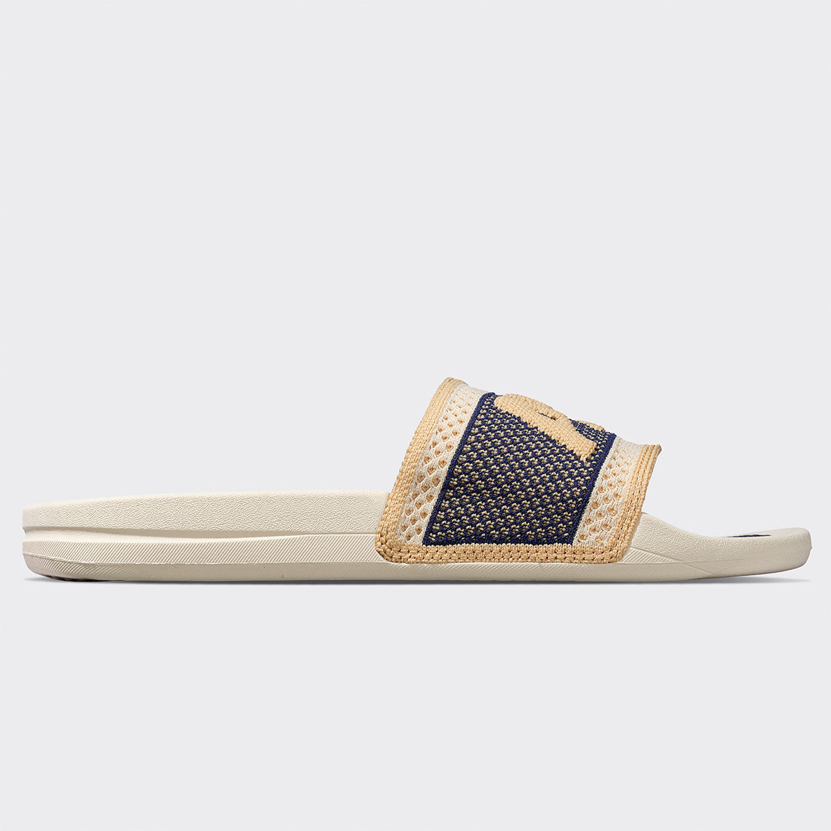 Women&#39;s Big Logo TechLoom Slide Alabaster / Royal Navy / Sunkissed view 2