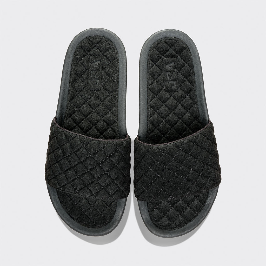 Men's Vegan Logo Pool Sliders in Black/black