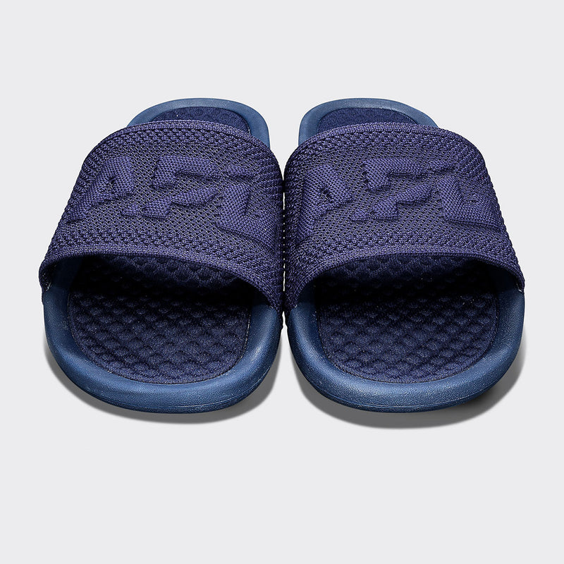 APL: ATHLETIC PROPULSION LABS logo-embossed knitted slides - Blue